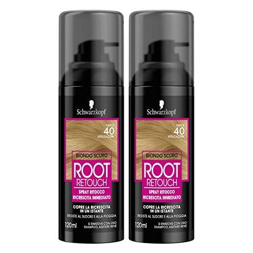 Schwarzkopf 2x Schwarzkopf root retouch biondo scuro tinta spray colorante per ritocco colorazione istantanea da donna per coprire la ricrescita dei capelli - 2 flaconi da 120ml