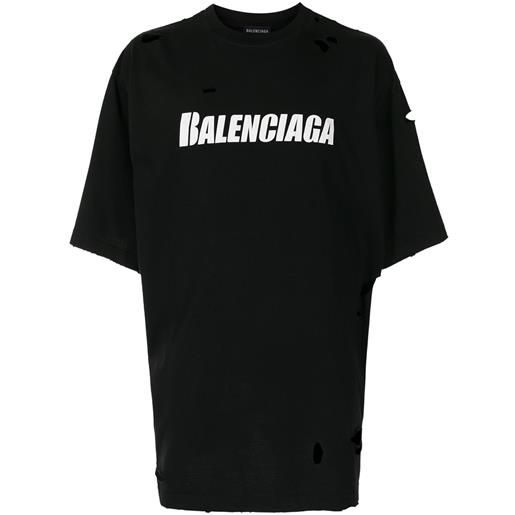 Balenciaga t-shirt oversize con logo - nero