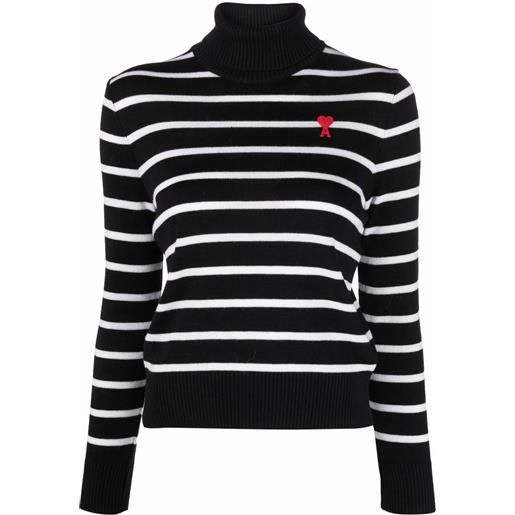 AMI Paris maglione ami de coeur a righe - nero