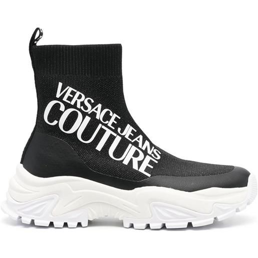 Versace Jeans Couture sneakers a calzino con stampa - nero