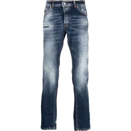 John Richmond jeans slim con effetto schiarito - blu