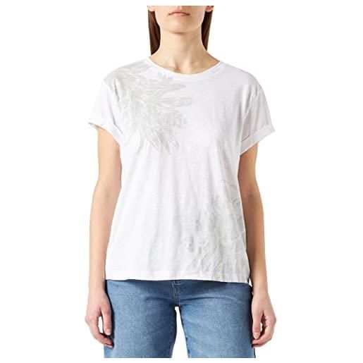 Tommy Hilfiger regular slub floreale c-nk tee ss camicia, white/placed island floral graphic, m donna