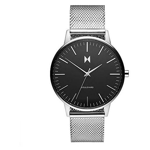 MVMT orologio analogico al quarzo da donna collezione boulevard con cinturino in pelle o in acciaio inossidabile nero/argento (black/silver)
