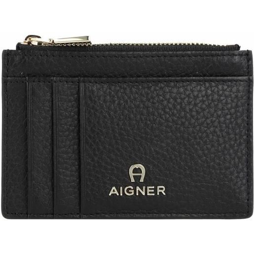 AIGNER porta carte di credito milano in pelle 12 cm nero