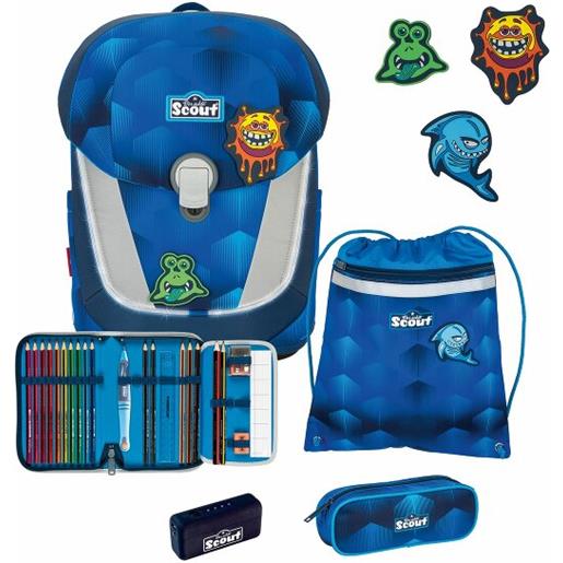 Scout set di borse scuola sunny ii safety light 4 pezzi. Blu