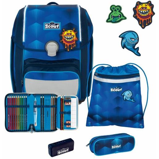 Scout set di borse scuola genius safety light 4 pezzi. Blu