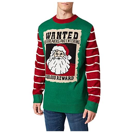 Urban Classics wanted christmas sweater maglia di tuta, x-masgreen/bianco, l uomo