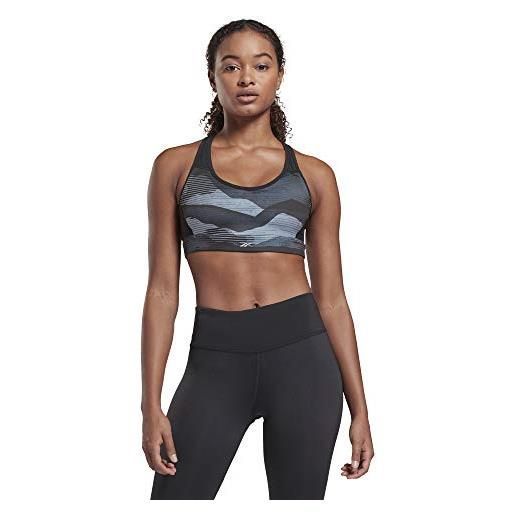 Reebok re lux racer bra-aop reggiseno sportivo, donna, nero, xs