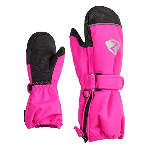 Ziener lanup, guanti da sci unisex per bambini, per sport invernali, impermeabili, extra caldi, lana, rosa brillante, 104