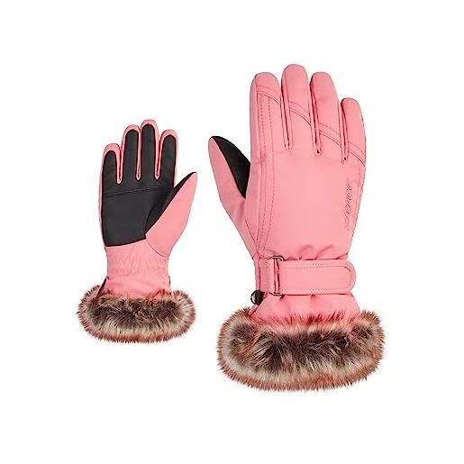 Ziener guanti da sci da ragazza lim, per sport invernali, caldi, traspiranti, stampa terazzo, 7,5
