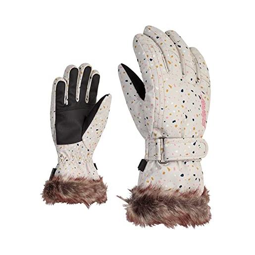 Ziener guanti da sci da ragazza lim, per sport invernali, caldi, traspiranti, stampa terazzo, 6,5