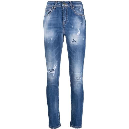 John Richmond jeans skinny con effetto vissuto - blu