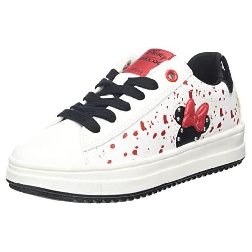 Geox j rebecca girl b, sneakers bambine e ragazze, bianco/rosso (off white/red), 34 eu