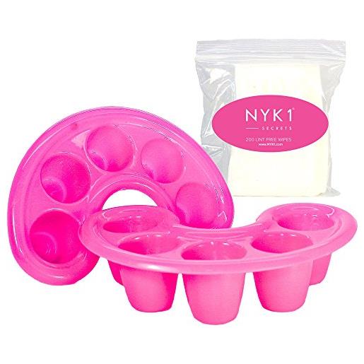 NYK1 soak off finger bowl dishes per shellac gel and acrylic nails con 200 salviette quadrate di cotone da strofinare sulle unghie. Riempi il vassoio di acetone per rimuovere lo smalto gel. 