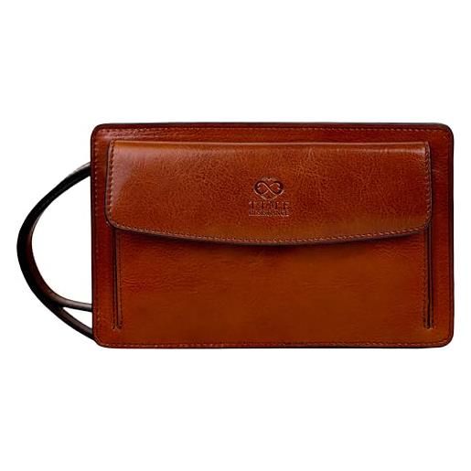 Time Resistance pochette uomo fatta a mano in italia da esperti artigiani - pratica pochette uomo da polso con cinturino rimovibile - borsello a mano con tasca per smartphone (verde)