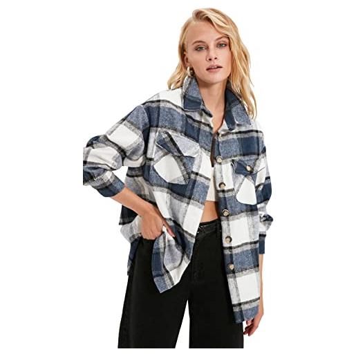 Trendyol colored plaid jacket shirt camicia, multi color, 40 da donna