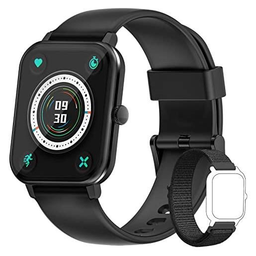 Blackview smartwatch, orologio fitness tracker uomo, 1,69 full touch smart watch con termometro/saturimetro (spo2)/contapassi/cardiofrequenzimetro/notifiche messaggi, monitor del sonno per sport