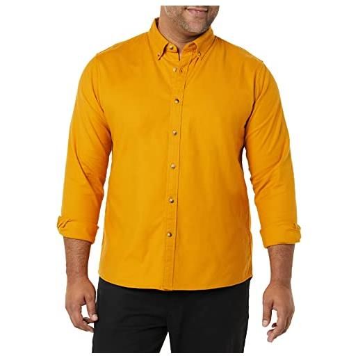 Goodthreads camicia in tessuto oxford elasticizzato a maniche lunghe dalla vestibilità aderente uomo, giallo dorato scuro, xxl tall