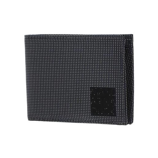 Mandarina Duck Dual Portafogli Uomo Piccolo In Pelle Martellata - Nero Con Dettaglio Gommoso