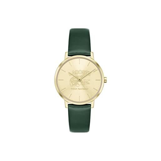 Lacoste orologio analogico al quarzo da donna con cinturino in pelle verde - 2001233