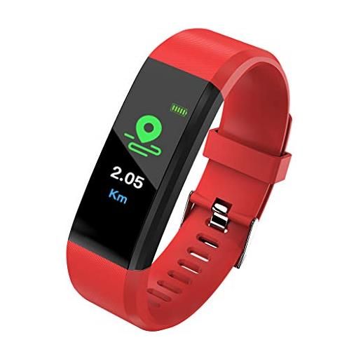 perfk smartwatch donna orologio contapassi orologio sportivo uomo/messaggio push, misurazione della pressione sanguigna, ricarica usb - rosso