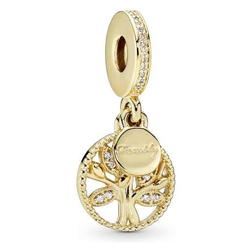 PANDORA icons family tree 14k gold-plated dangle with clear cubic zirconia