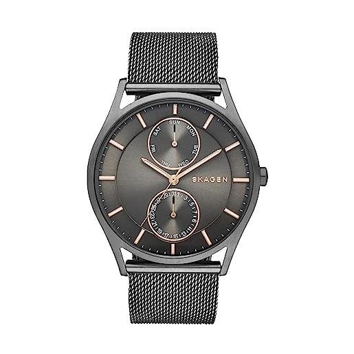 Skagen orologio analogico quarzo uomo con cinturino in mesh di acciaio skw6180, grigio