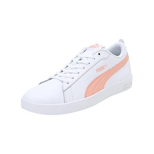 PUMA smash wns v2 l, sneaker donna, bianco (white apricot blush black pink), 39 eu