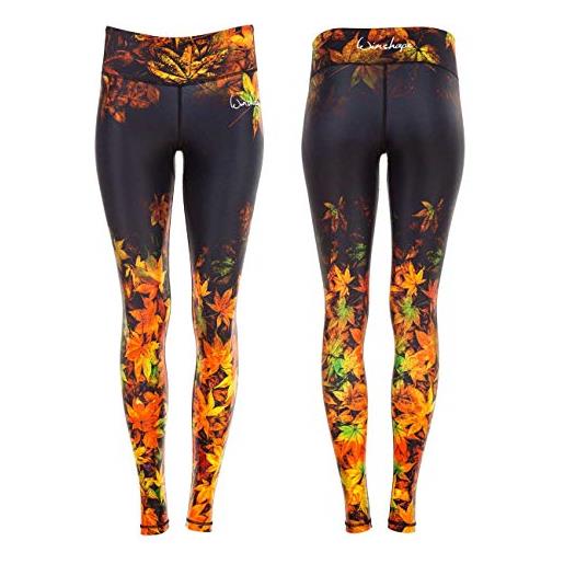 WINSHAPE winston hape donna functional power slim style leggings, donna, ael102-falling leaves-s, rain forest, s