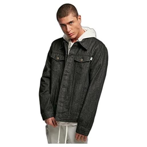 Urban Classics organic basic denim jacket giacca, black washed, l uomo