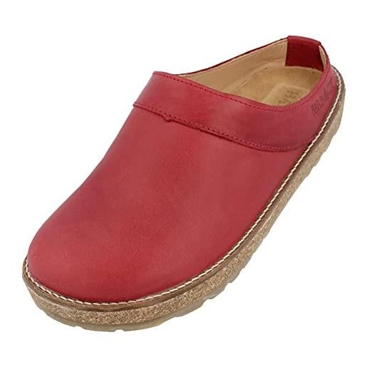 HAFLINGER neo travel zoccolo elegante in pelle con suola in gomma rosso, taglia 37