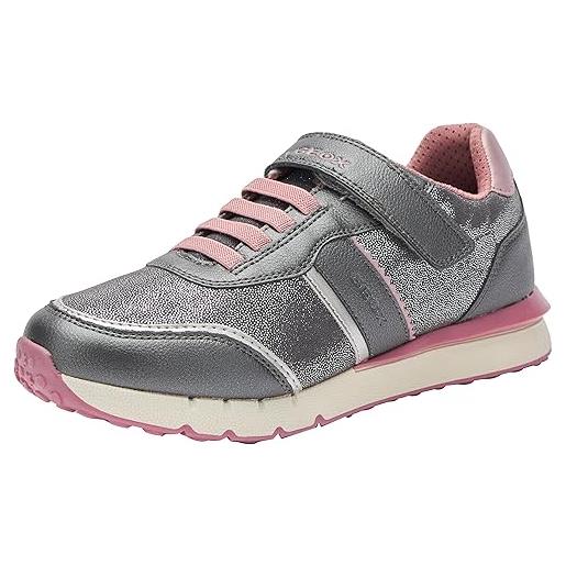 Geox j fastics girl b, scarpe da ginnastica, grigio (grey old rose), 35 eu