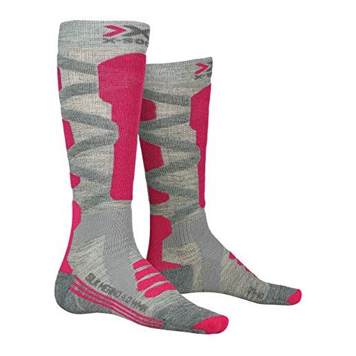 X-Socks silk merino 4.0, calze invernali da sci donna, grey melange/pink, s