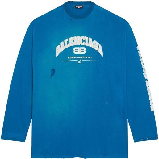 Balenciaga t-shirt oversize a maniche lunghe - blu