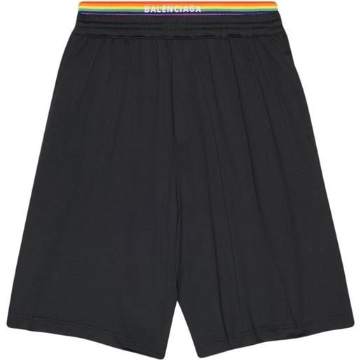 Balenciaga shorts sportivi con stampa - nero