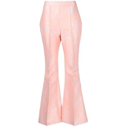 Macgraw pantaloni stereotype svasati jacquard - rosa