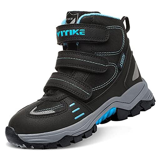 VITIKE bambini scarpa da escursionismo stivali da neve per bambini ragazzi ragazze calzature da escursionismo, nero, 40 eu