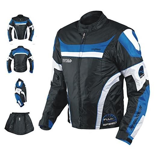 A-Pro giacca moto manica staccabile tessuto protezioni ce sfoderabile gilet blu m