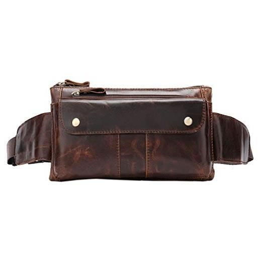 Xieben vintage leather fanny pack per gli uomini marsupio hip bag bum belt messenger shoulder sling chest bags marrone