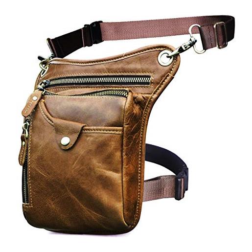 Handadsume Marsupio Coscia In Tela E Pelle | Borsa Da Gamba Per Moto, Viaggi E Outdoor