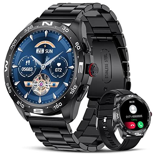 LIGE 2022 smartwatch uomo, 1,32 hd smartwatch con chiamate, orologio intelligente con cardiofrequenzimetro/modalità sportive/notifiche messaggi, ip67 impermeabile fitness orologio per android ios, nero
