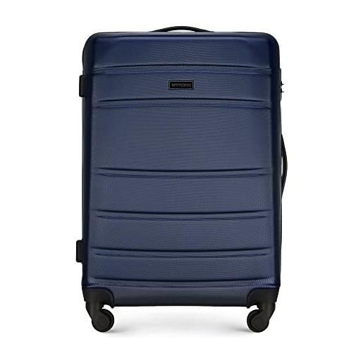 WITTCHEN valigia da viaggio bagaglio a mano valigia da cabina valigia rigida in abs con 4 ruote girevoli serratura a combinazione maniglia telescopica globe line taglia m blu scuro