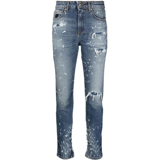 John Richmond jeans skinny con effetto vernice - blu