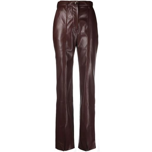 Nanushka pantaloni masa con spacchi frontali - marrone