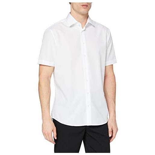 Seidensticker uomo craig 1/2 camicia manica corta slim fit, bianco (weiss 1), 44