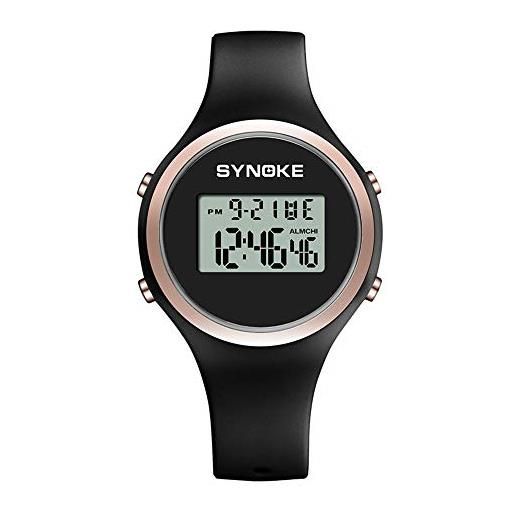 Clastyle orologio digitale da donna sportivo multifunzione orologio calendario da ragazza led da polso sveglia cinturino in silicone nero