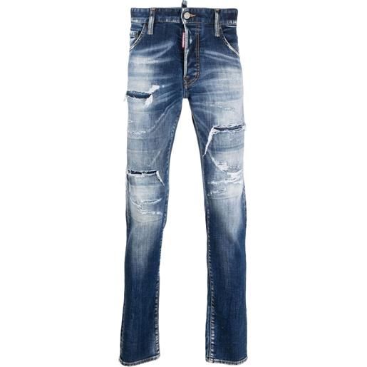 Dsquared2 jeans con effetto vissuto - blu