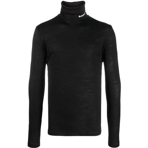 Jil Sander maglione a collo alto con stampa - nero