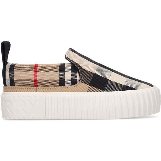 BURBERRY sneakers slip-on in cotone check