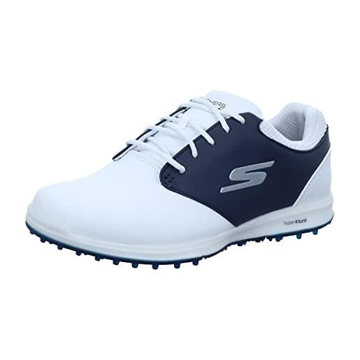 Skechers 123027, sneaker donna, white leather/navy trim, 37 eu